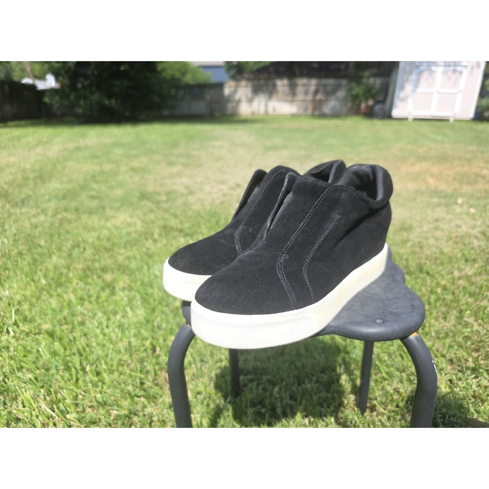 J/Slides Starr Women's Black Suede Hidden Wedge Slip On Sneakers